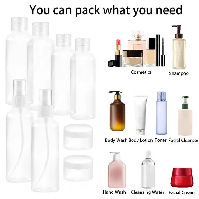 Alt view image 6 of 7 - Ninsula 8Pcs Travel Bottles Set, TSA Approved Travel Size Toiletries, Reusable Leak Proof Cosmetic Containers for Shampoo, Conditioner, Cream - Women Men Travel Essential