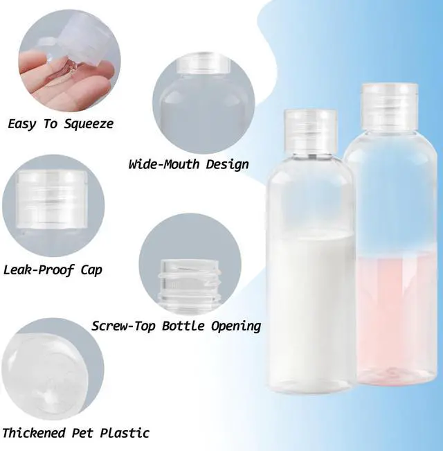 Alt view image 4 of 7 - Ninsula 8Pcs Travel Bottles Set, TSA Approved Travel Size Toiletries, Reusable Leak Proof Cosmetic Containers for Shampoo, Conditioner, Cream - Women Men Travel Essential