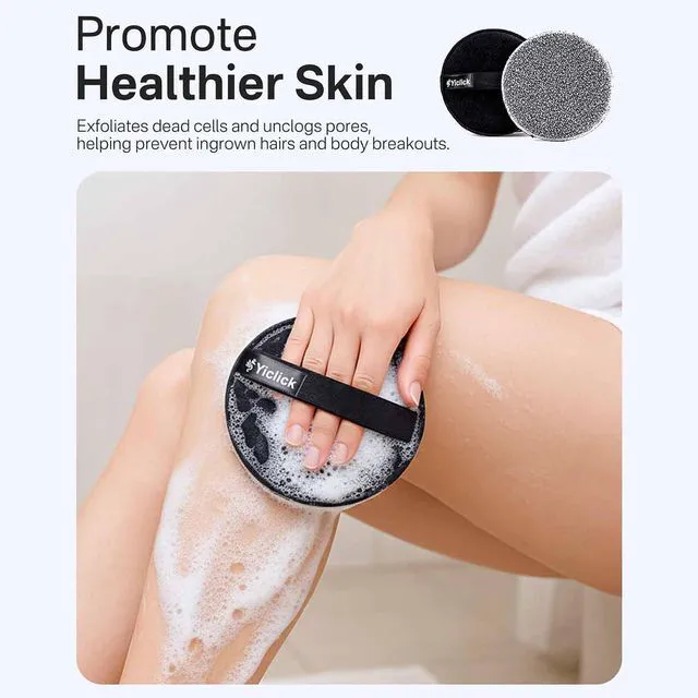 Alt view image 3 of 6 - Yiclick Exfoliating Body Scrubber (2 Pack) with Handle, Exfoliating Sponge for Shower Bath, Loofah for Body Scrub, Dead Skin Exfoliator for Men Women