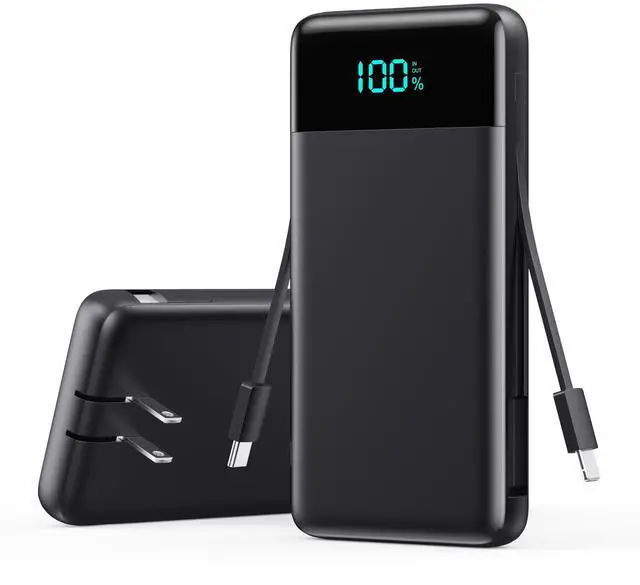 Main image of Portable Charger with Built-in AC Plug and Cables,13800mAh All in One USB C Fast Charging Power Bank,Travel Essentials Portable Phone Charger Battery Pack for iPhone 17/16/15/14/13,Galaxy,Android etc