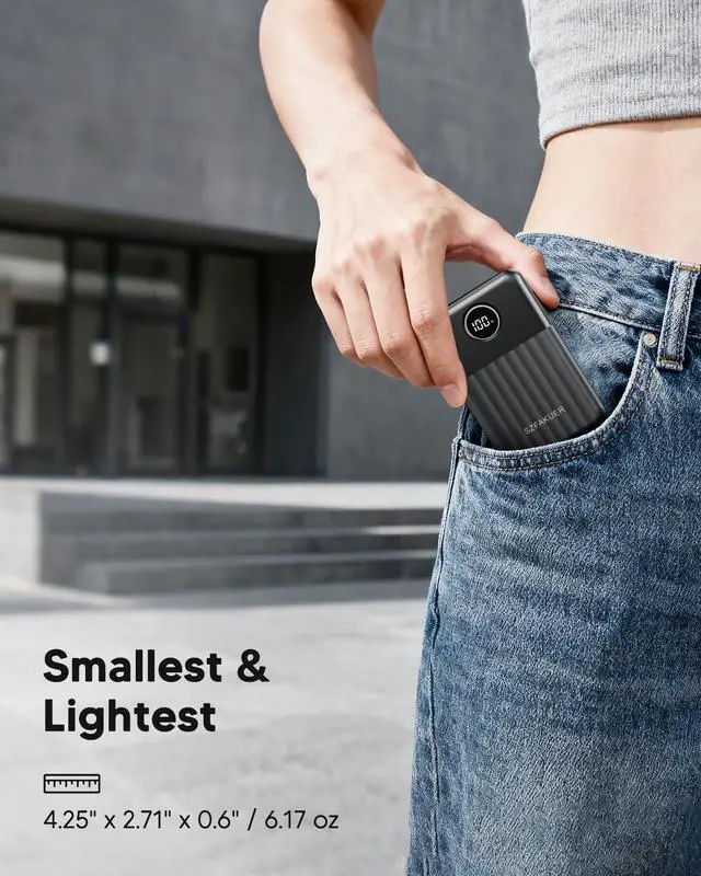 Alt view image 4 of 5 - Portable Charger,Ultra Slim 10000mAh 22.5W Power Bank,USB C in/Output Fast Charging Mini Battery Pack Compatible with iPhone 17 16 15 14 Samsung S23 S22 S21 Google iPad etc (Black)