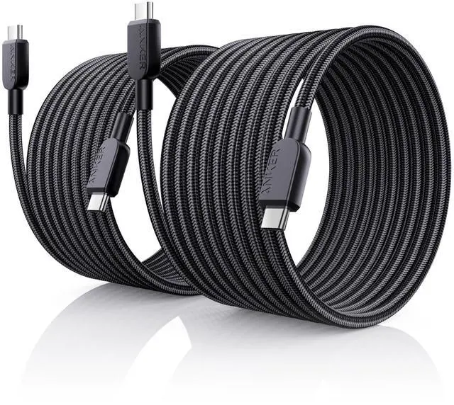Main image of USB C to USB C Cable (2Pack, 10FT),240W Type-C Fast Charging Cord for iPhone 17/16 Series,MacBook Pro 2020,iPad Air 4 and More (Black)