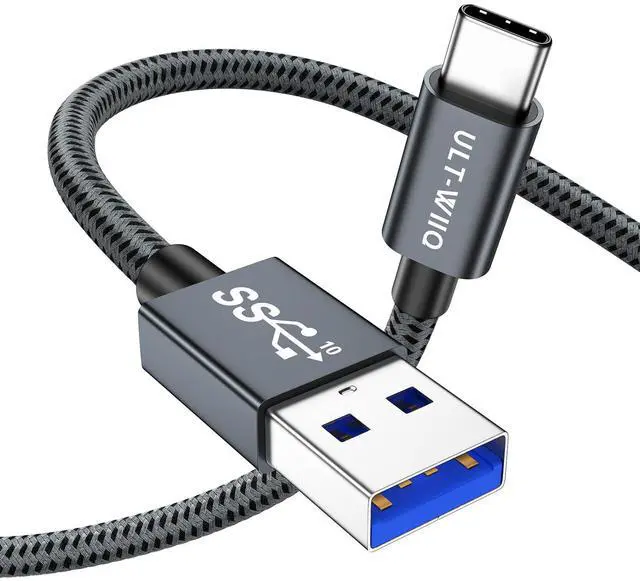 Main image of USB A to USB C Cable High Speed 10Gbps Data Transfer USB Type C Cable Fast Charging QC 3.0 AFC Braided USB to USB C Charger Cable for iPhone 15 Series Samsung and More Smartphone 3.3FT, Grey