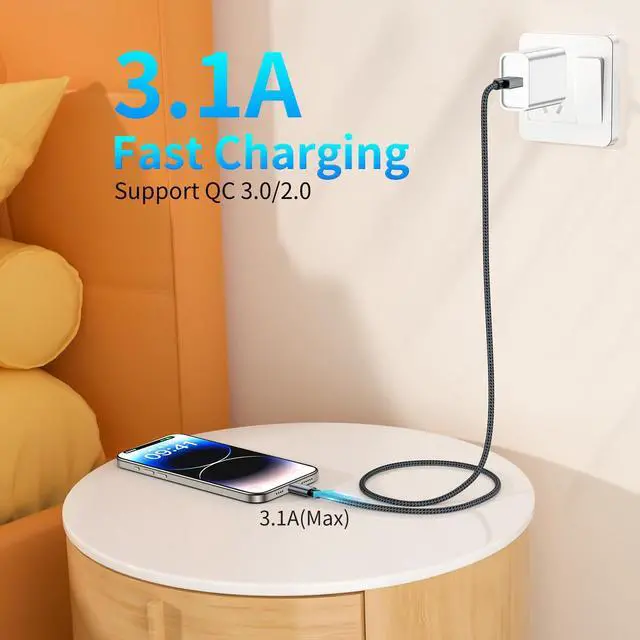 Alt view image 2 of 7 - USB A to USB C Cable High Speed 10Gbps Data Transfer USB Type C Cable Fast Charging QC 3.0 AFC Braided USB to USB C Charger Cable for iPhone 15 Series Samsung and More Smartphone 3.3FT, Grey
