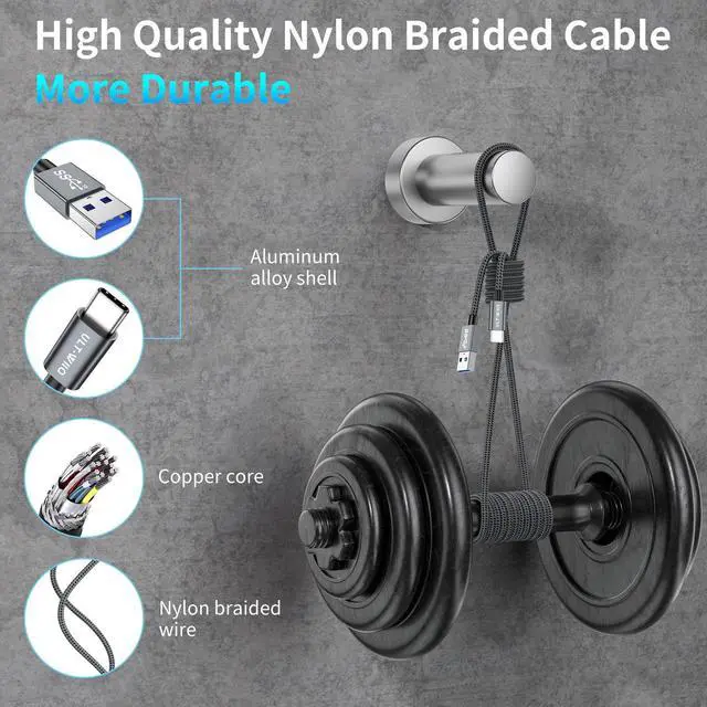 Alt view image 5 of 7 - USB A to USB C Cable High Speed 10Gbps Data Transfer USB Type C Cable Fast Charging QC 3.0 AFC Braided USB to USB C Charger Cable for iPhone 15 Series Samsung and More Smartphone 3.3FT, Grey