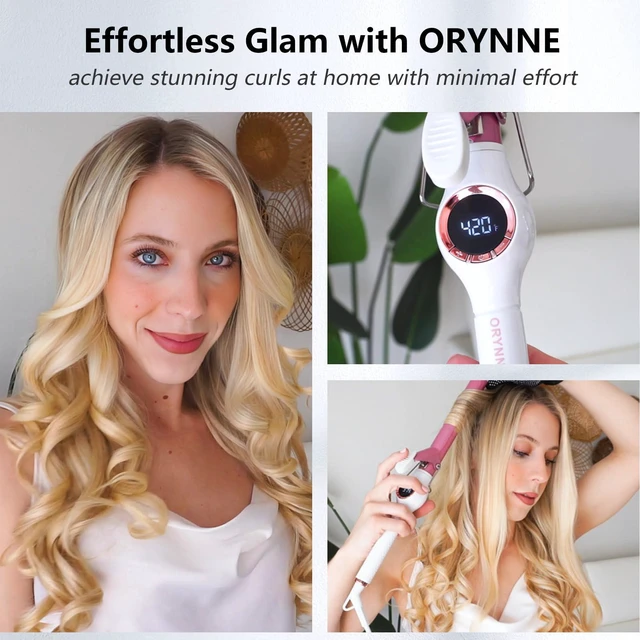 Alt view image 2 of 6 - 1 Inch Long Barrel Digital Ceramic Curling Wand with Auto Shut Off and Dual Voltage for All Hair Types - Fast Even Heat Up