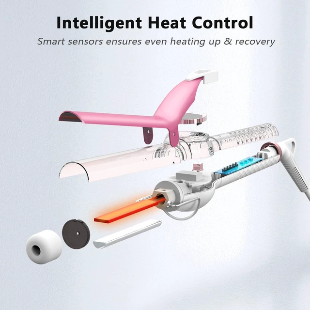 Alt view image 4 of 6 - 1 Inch Long Barrel Digital Ceramic Curling Wand with Auto Shut Off and Dual Voltage for All Hair Types - Fast Even Heat Up