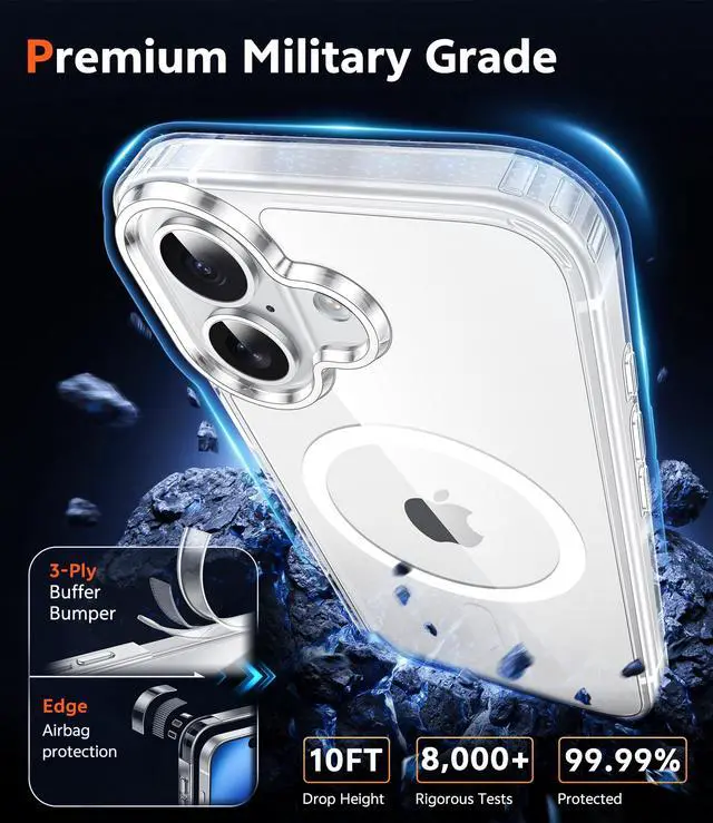Alt view image 6 of 7 - for iPhone 16 Case Clear: Magnetic Phone Cases with Screen Protector Drop Proof Compatible with Magsafe Slim Anti Yellowing Rugged Shockproof Protective Transparent Cell Cover (A-Clear)