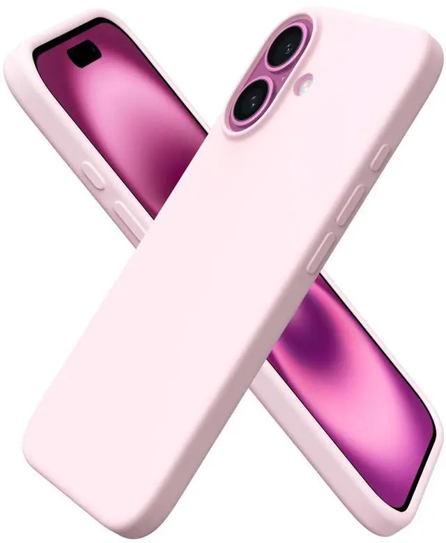 Main image of Compatible with iPhone 16 Case 6.1", Slim Liquid Silicone 3 Layers Full Covered Soft Gel Rubber Shockproof Phone Case, Protective Cover with Anti-Scratch Microfiber Lining-Chalk Pink