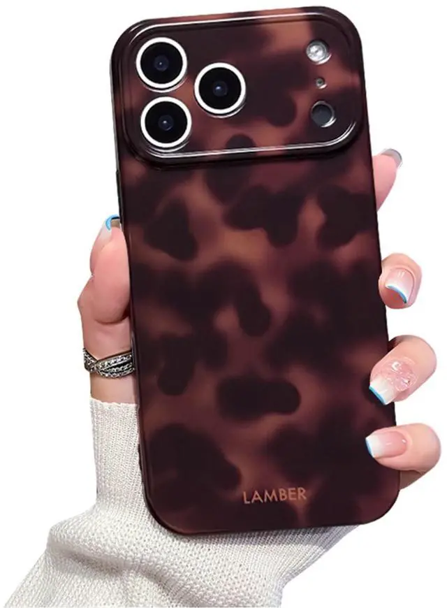 Main image of Cute Phone Case for iPhone 17 Pro Case Tortoise Shell Pattern Leopard Full Camera Protective Slim Shockproof Cool Trendy Aesthetic-Brown Amber