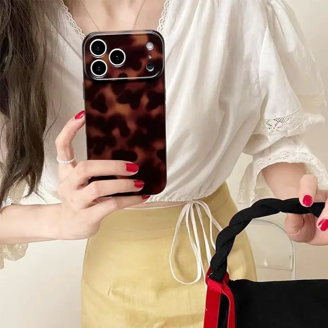 Alt view image 5 of 7 - Cute Phone Case for iPhone 17 Pro Case Tortoise Shell Pattern Leopard Full Camera Protective Slim Shockproof Cool Trendy Aesthetic-Brown Amber