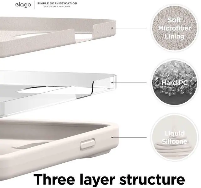 Alt view image 2 of 7 - Compatible with iPhone 13 Pro Case, Liquid Silicone Case, Full Body Screen Camera Protective Cover, Shockproof, Slim, Anti-Scratch Soft Microfiber Lining, 6.1 inch (Stone)