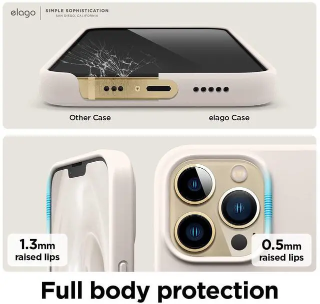 Alt view image 5 of 7 - Compatible with iPhone 13 Pro Case, Liquid Silicone Case, Full Body Screen Camera Protective Cover, Shockproof, Slim, Anti-Scratch Soft Microfiber Lining, 6.1 inch (Stone)