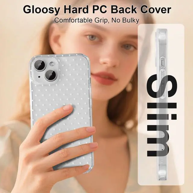 Alt view image 4 of 4 - Cute Phone Case for iPhone 15 Case Polka Dot Fashion Aesthetic Design for Women Girls, Slim TPU Shockproof Protective Phone Cover for iPhone 15 - Clear