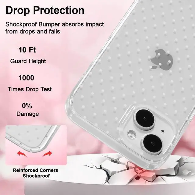 Alt view image 3 of 4 - Cute Phone Case for iPhone 15 Case Polka Dot Fashion Aesthetic Design for Women Girls, Slim TPU Shockproof Protective Phone Cover for iPhone 15 - Clear