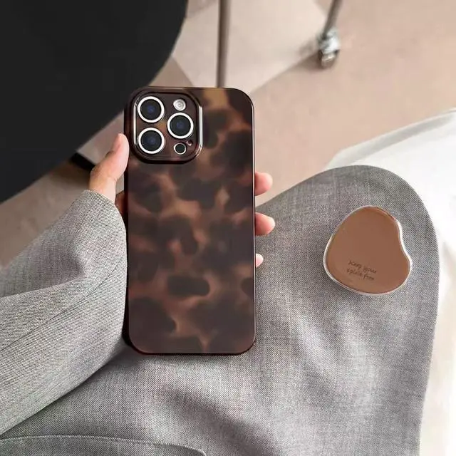 Alt view image 2 of 7 - Cute Phone Case for iPhone 16 Pro Max Case Amber Leopard Full Camera Protective Slim Shockproof Aesthetic-Brown Amber