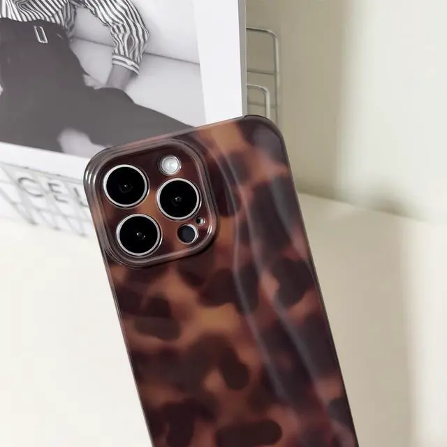 Alt view image 3 of 7 - Cute Phone Case for iPhone 16 Pro Max Case Amber Leopard Full Camera Protective Slim Shockproof Aesthetic-Brown Amber