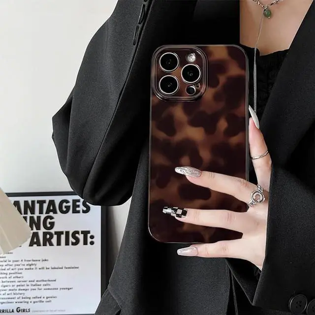 Alt view image 4 of 7 - Cute Phone Case for iPhone 16 Pro Max Case Amber Leopard Full Camera Protective Slim Shockproof Aesthetic-Brown Amber