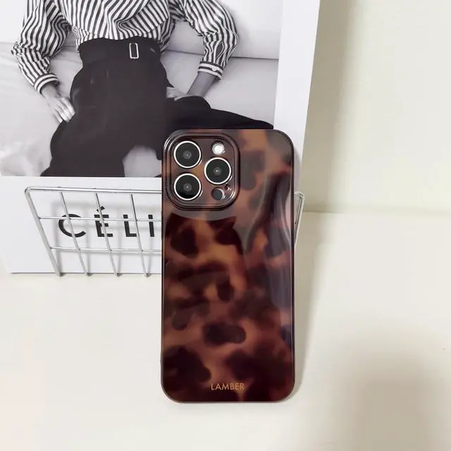 Alt view image 5 of 7 - Cute Phone Case for iPhone 16 Pro Max Case Amber Leopard Full Camera Protective Slim Shockproof Aesthetic-Brown Amber