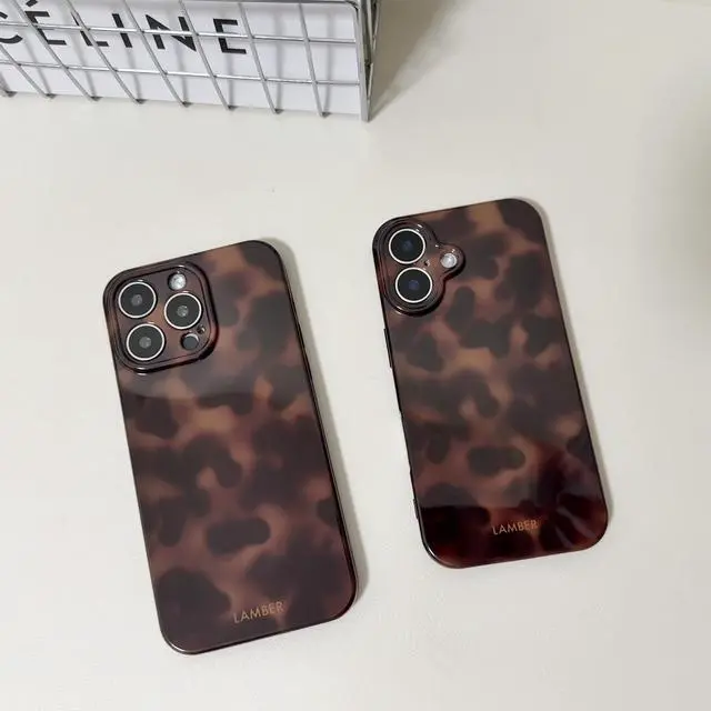 Alt view image 6 of 7 - Cute Phone Case for iPhone 16 Pro Max Case Amber Leopard Full Camera Protective Slim Shockproof Aesthetic-Brown Amber