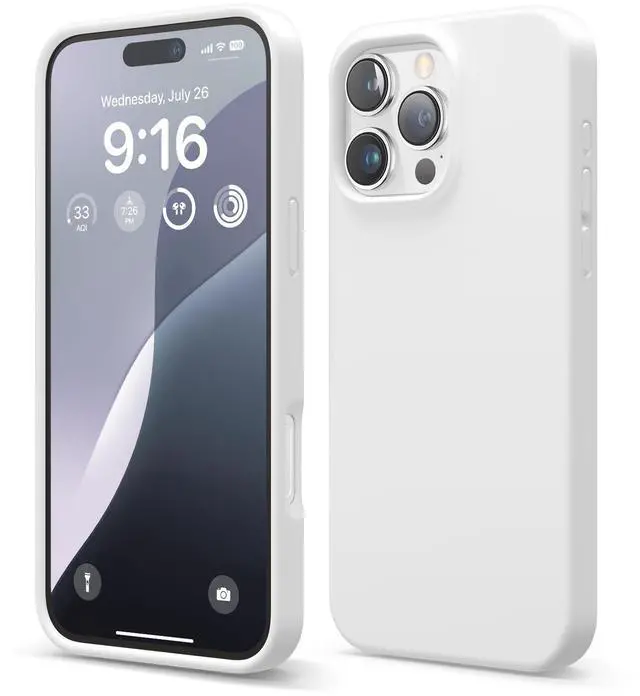 Main image of Compatible with iPhone 16 Pro Max Case, Premium Liquid Silicone Case, Full Body Protective Cover, Shockproof, Slim Phone, Anti-Scratch Soft Microfiber Lining, 6.9 inch (White)
