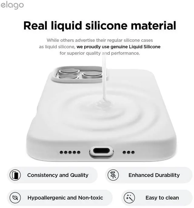 Alt view image 3 of 7 - Compatible with iPhone 16 Pro Max Case, Premium Liquid Silicone Case, Full Body Protective Cover, Shockproof, Slim Phone, Anti-Scratch Soft Microfiber Lining, 6.9 inch (White)
