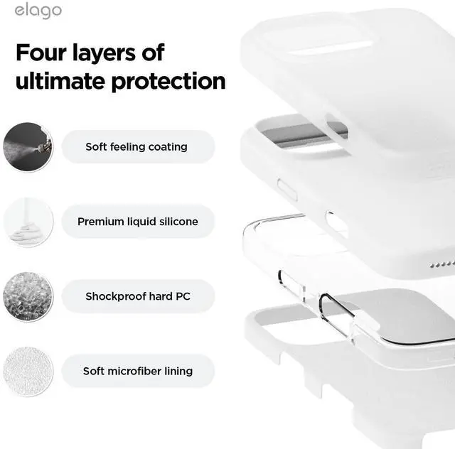 Alt view image 4 of 7 - Compatible with iPhone 16 Pro Max Case, Premium Liquid Silicone Case, Full Body Protective Cover, Shockproof, Slim Phone, Anti-Scratch Soft Microfiber Lining, 6.9 inch (White)