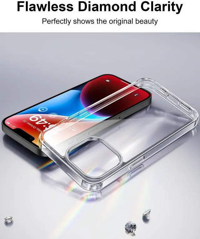 Alt view image 3 of 7 - Case for iPhone 14 6.1-Inch, Non-Yellowing, Drop Protection, Anti-Scratch Transparent Hard Back Phone Cover - Crystal Clear
