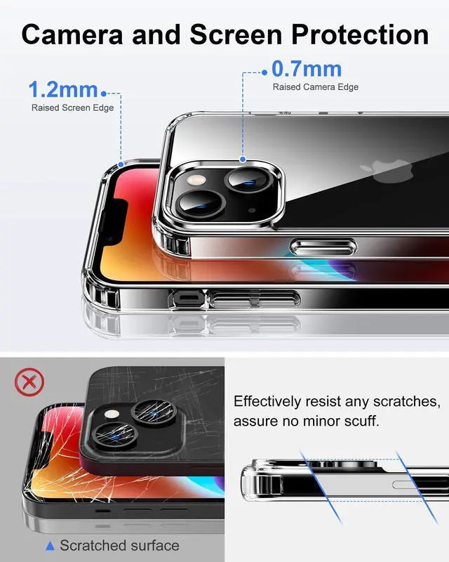 Alt view image 6 of 7 - Case for iPhone 14 6.1-Inch, Non-Yellowing, Drop Protection, Anti-Scratch Transparent Hard Back Phone Cover - Crystal Clear