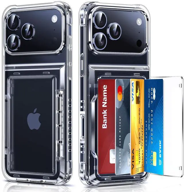 Main image of for iPhone 17-Pro-Max Cases: Clear Wallet Card Holder Cover Women i Phone 17pro Promax Funda para iPhone17 Maxcase iohone 17promax Active Style Credit Storage Pocketable Design, Transparente