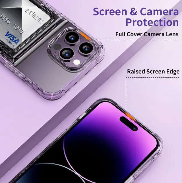 Alt view image 4 of 7 - for iPhone 14 Pro Max Case Wallet Clear Protective Phone Case with Credit Card Holder Heavy Duty Protection Shockproof Anti-Scratch Anti-Yellow Cover for iPhone 14 Pro Max 6.7 inch Transparent