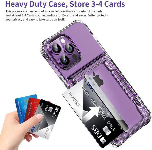 Alt view image 3 of 7 - for iPhone 14 Pro Max Case Wallet Clear Protective Phone Case with Credit Card Holder Heavy Duty Protection Shockproof Anti-Scratch Anti-Yellow Cover for iPhone 14 Pro Max 6.7 inch Transparent