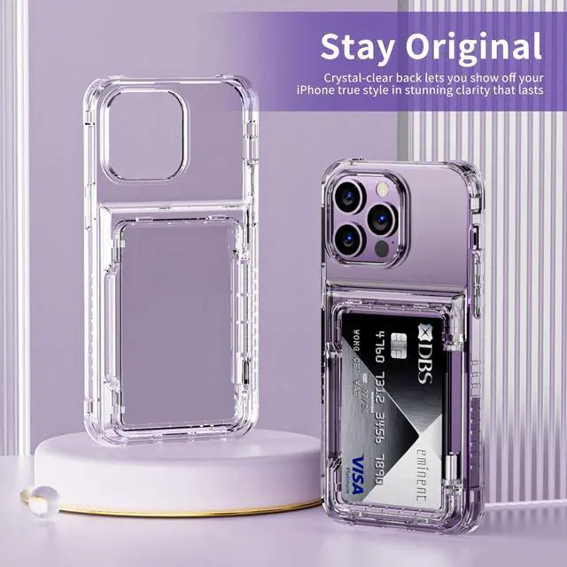 Alt view image 5 of 7 - for iPhone 14 Pro Max Case Wallet Clear Protective Phone Case with Credit Card Holder Heavy Duty Protection Shockproof Anti-Scratch Anti-Yellow Cover for iPhone 14 Pro Max 6.7 inch Transparent