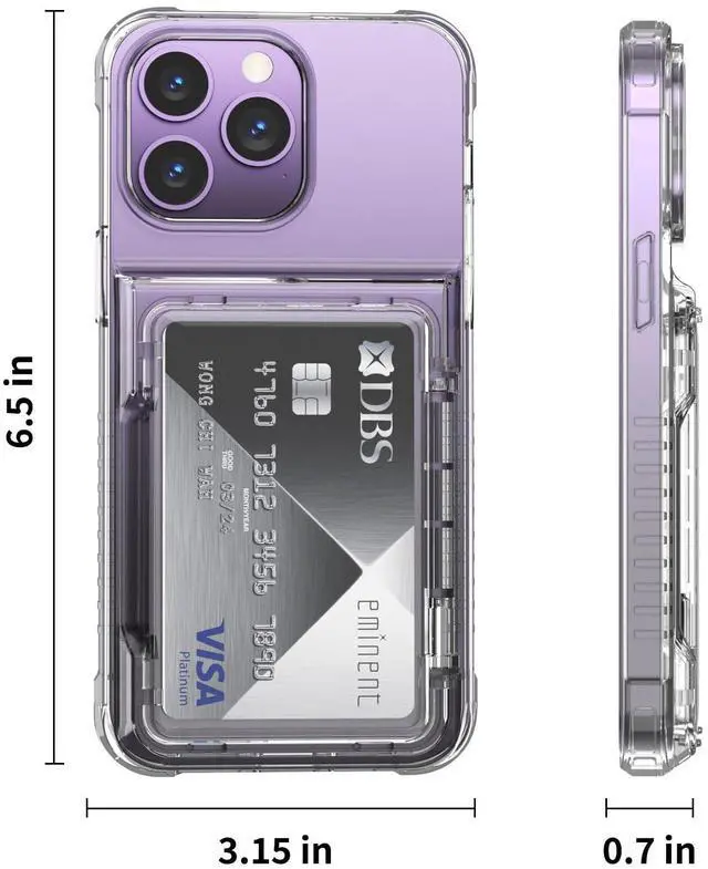 Alt view image 6 of 7 - for iPhone 14 Pro Max Case Wallet Clear Protective Phone Case with Credit Card Holder Heavy Duty Protection Shockproof Anti-Scratch Anti-Yellow Cover for iPhone 14 Pro Max 6.7 inch Transparent
