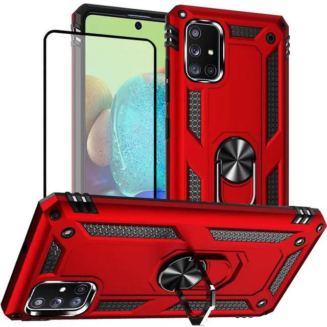 Main image of Samsung A71 5G Case, A71 5G Phone Case with Screen Protector, Military Grade Protective Cases with Ring for Samsung Galaxy A71 5G (Red)