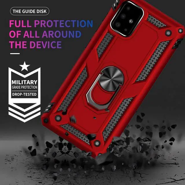 Alt view image 3 of 6 - Samsung A71 5G Case, A71 5G Phone Case with Screen Protector, Military Grade Protective Cases with Ring for Samsung Galaxy A71 5G (Red)