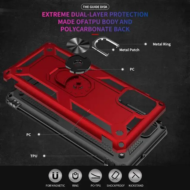 Alt view image 4 of 6 - Samsung A71 5G Case, A71 5G Phone Case with Screen Protector, Military Grade Protective Cases with Ring for Samsung Galaxy A71 5G (Red)