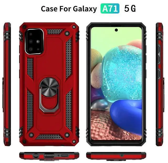 Alt view image 5 of 6 - Samsung A71 5G Case, A71 5G Phone Case with Screen Protector, Military Grade Protective Cases with Ring for Samsung Galaxy A71 5G (Red)