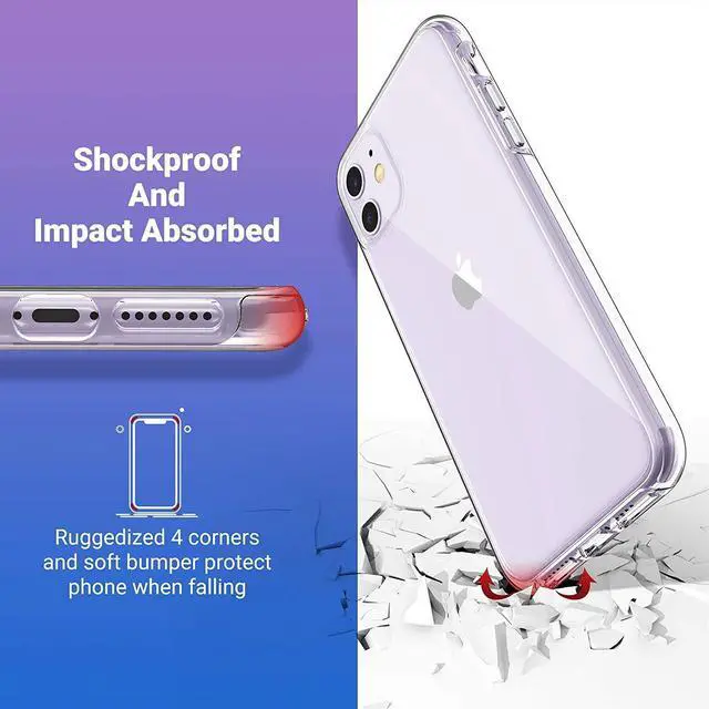 Alt view image 4 of 7 - Clear Case Compatible with iPhone 11 6.1-Inch 2019, Transparent Thin Slim Protective Phone Cover