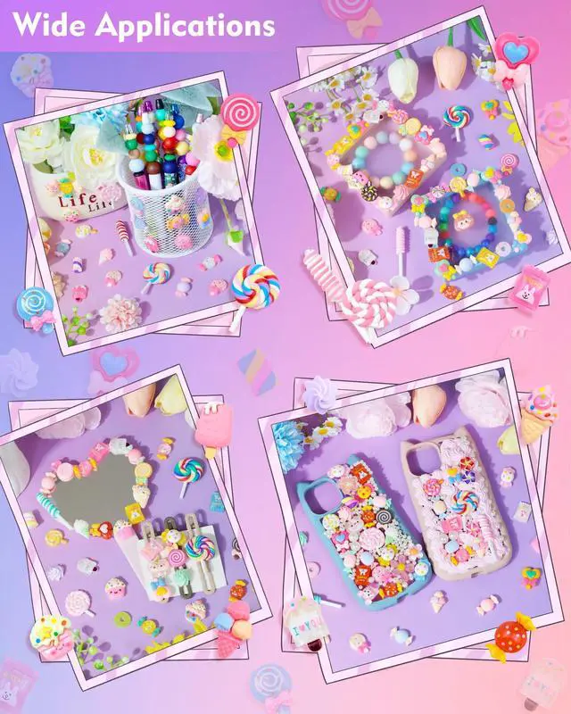 Alt view image 4 of 6 - 120Pcs Cute Candy Slime Charms Bulk, Kawaii Flatback Resin Fake Candy Charms, Random Decoden Charm for Crafts, Embellishments Phone Junk Cases, Hairpins, Scrapbooking Crafting & DIY Decor