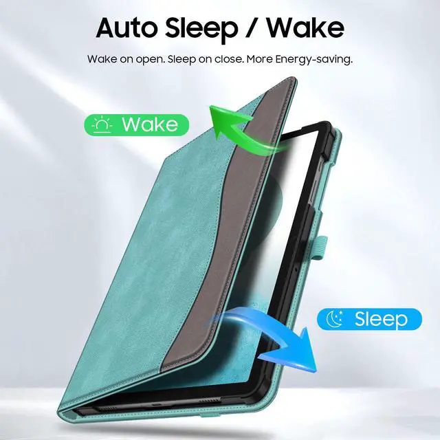 Alt view image 4 of 7 - Case for Samsung Galaxy Tab A11+ Plus 11 Inch 2025/ A9+ Plus 2023, Multi-Angle Viewing Smart Stand Back Cover with Pocket Auto Wake/Sleep, Turquoise