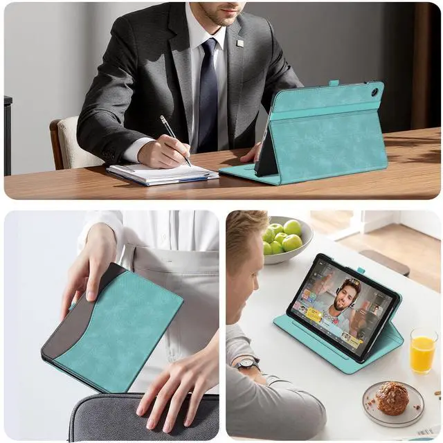 Alt view image 6 of 7 - Case for Samsung Galaxy Tab A11+ Plus 11 Inch 2025/ A9+ Plus 2023, Multi-Angle Viewing Smart Stand Back Cover with Pocket Auto Wake/Sleep, Turquoise