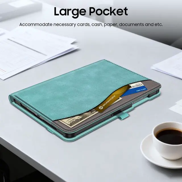 Alt view image 5 of 7 - Case for Samsung Galaxy Tab A11+ Plus 11 Inch 2025/ A9+ Plus 2023, Multi-Angle Viewing Smart Stand Back Cover with Pocket Auto Wake/Sleep, Turquoise