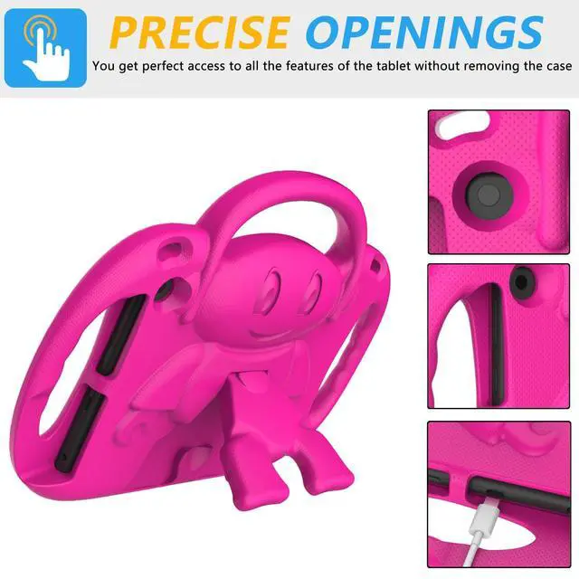 Alt view image 5 of 6 - Fire HD 8 & HD 8 Plus Tablet Case for Kids(12th/10th Generation, 2024/2022/2020 Release), Lightweight Shockproof Cover with Shoulder Strap, Stand and Handle Not for Nokia TCL Samsung -Pink