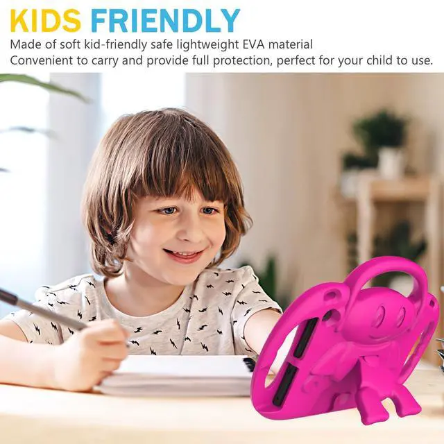 Alt view image 4 of 6 - Fire HD 8 & HD 8 Plus Tablet Case for Kids(12th/10th Generation, 2024/2022/2020 Release), Lightweight Shockproof Cover with Shoulder Strap, Stand and Handle Not for Nokia TCL Samsung -Pink