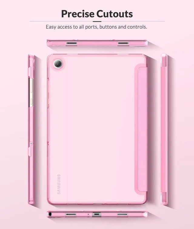 Alt view image 5 of 7 - Case for Samsung Galaxy Tab A11+ Plus 11 inch 2025/ A9+ Plus 2023 with Soft TPU Translucent Back Protective Cover, Samsung A11+/ A9+ Tablet Case, Auto Wake/Sleep, Flowers Pink