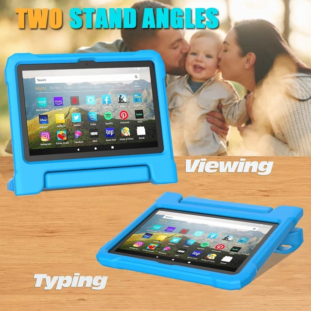Alt view image 4 of 7 - Fire HD 8/8 Plus Tablet Case for Kids 12th/10th Gen, 2024/2022/2020 Blue | Lightweight Shockproof Cover with Handle Stand for Fire HD 8/Plus/Kids/Pro Tablet
