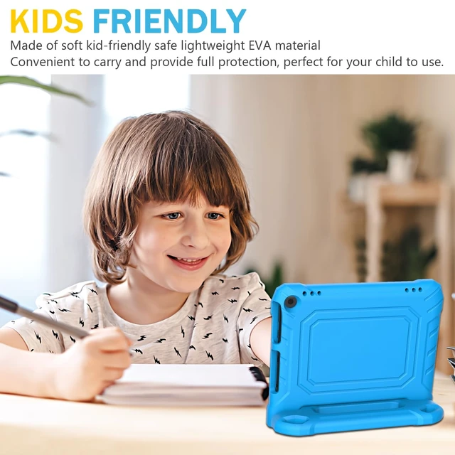 Alt view image 6 of 7 - Fire HD 8/8 Plus Tablet Case for Kids 12th/10th Gen, 2024/2022/2020 Blue | Lightweight Shockproof Cover with Handle Stand for Fire HD 8/Plus/Kids/Pro Tablet