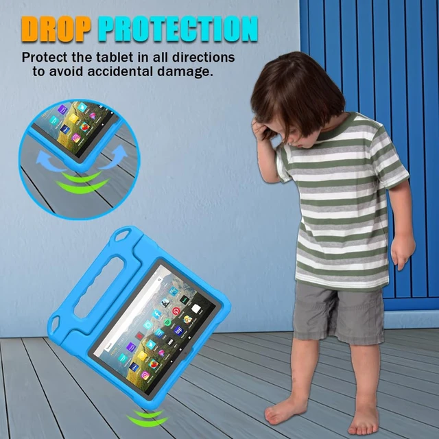 Alt view image 3 of 7 - Fire HD 8/8 Plus Tablet Case for Kids 12th/10th Gen, 2024/2022/2020 Blue | Lightweight Shockproof Cover with Handle Stand for Fire HD 8/Plus/Kids/Pro Tablet