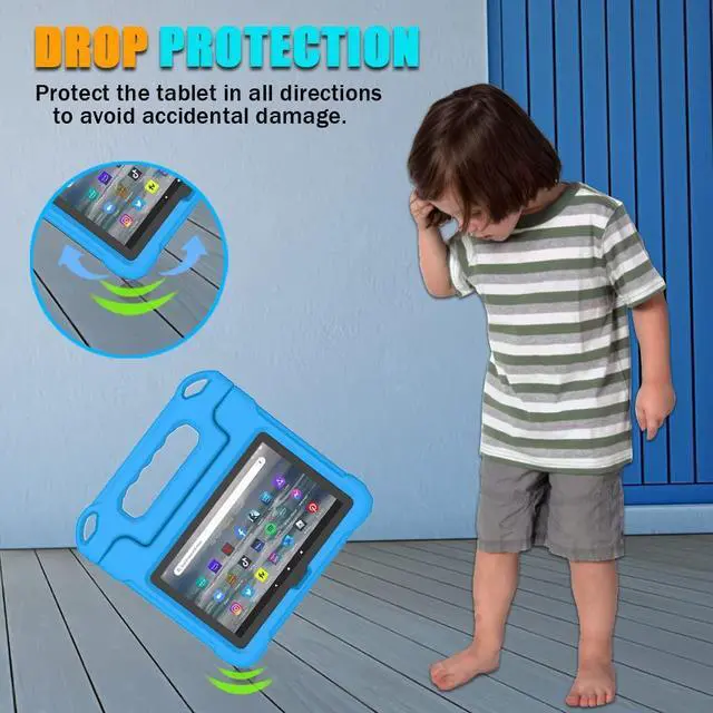 Alt view image 3 of 7 - Amazon Fire 7 Tablet Case for Kids(12th Generation, 2022 Release), Lightweight Shockproof Kids Friendly Fire 7 Kids Tablet Cover with Handle Stand Incompatible iPad Samsung Lenove, Blue